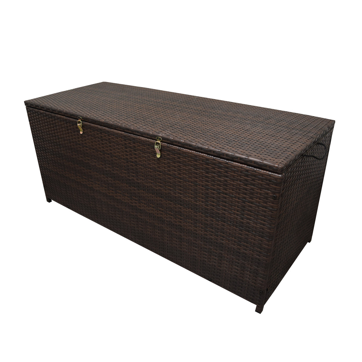 Brown Wicker Patio Deck Box with 113 Gallon Storage and Metal Frame Sharicks