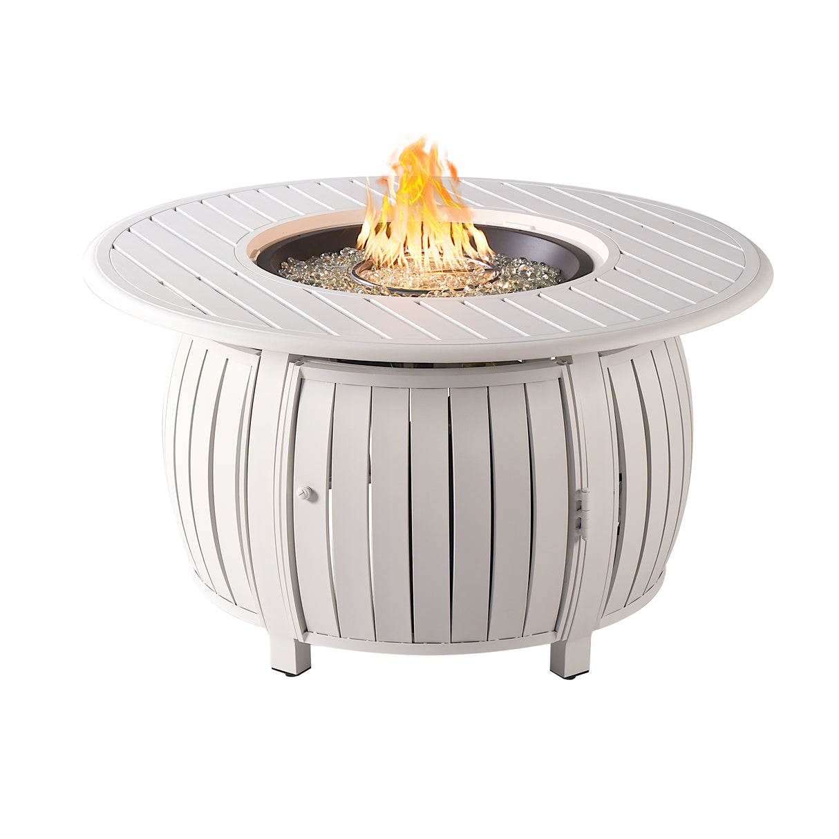 Aluminum 44-in Round Propane Fire Table with Beads, Covers and Lid Sharicks