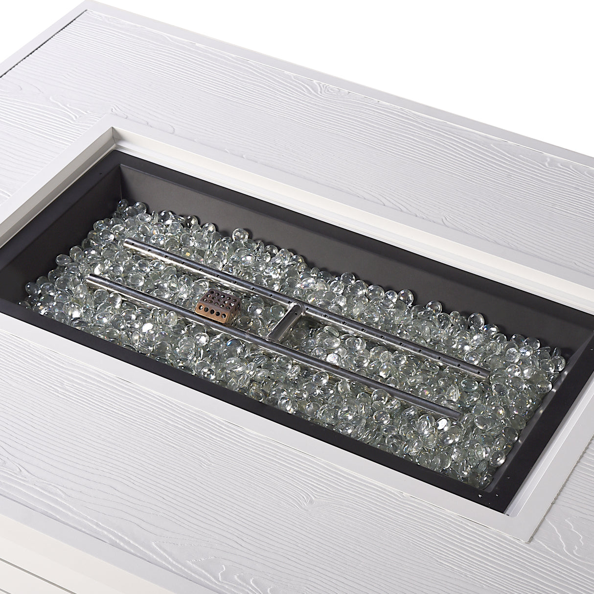 Aluminum 48-in Rectangular Propane Fire Table, Beads, Covers and Lid Sharicks