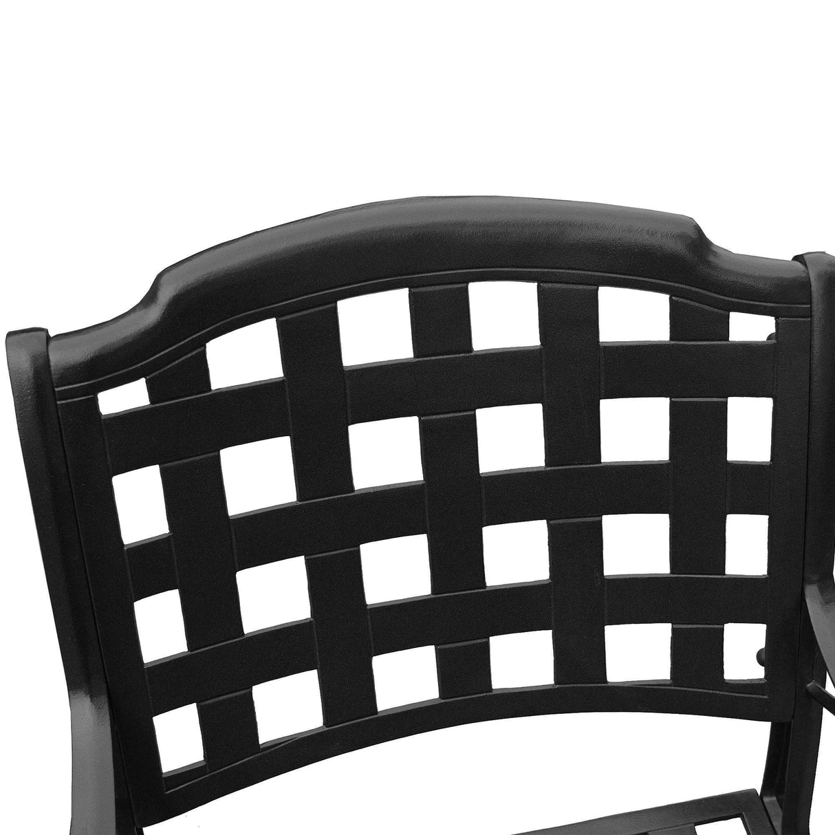 Aluminum 7pc Black Round Patio Dining Set, Lazy Susan, Six Chairs - Sharicks
