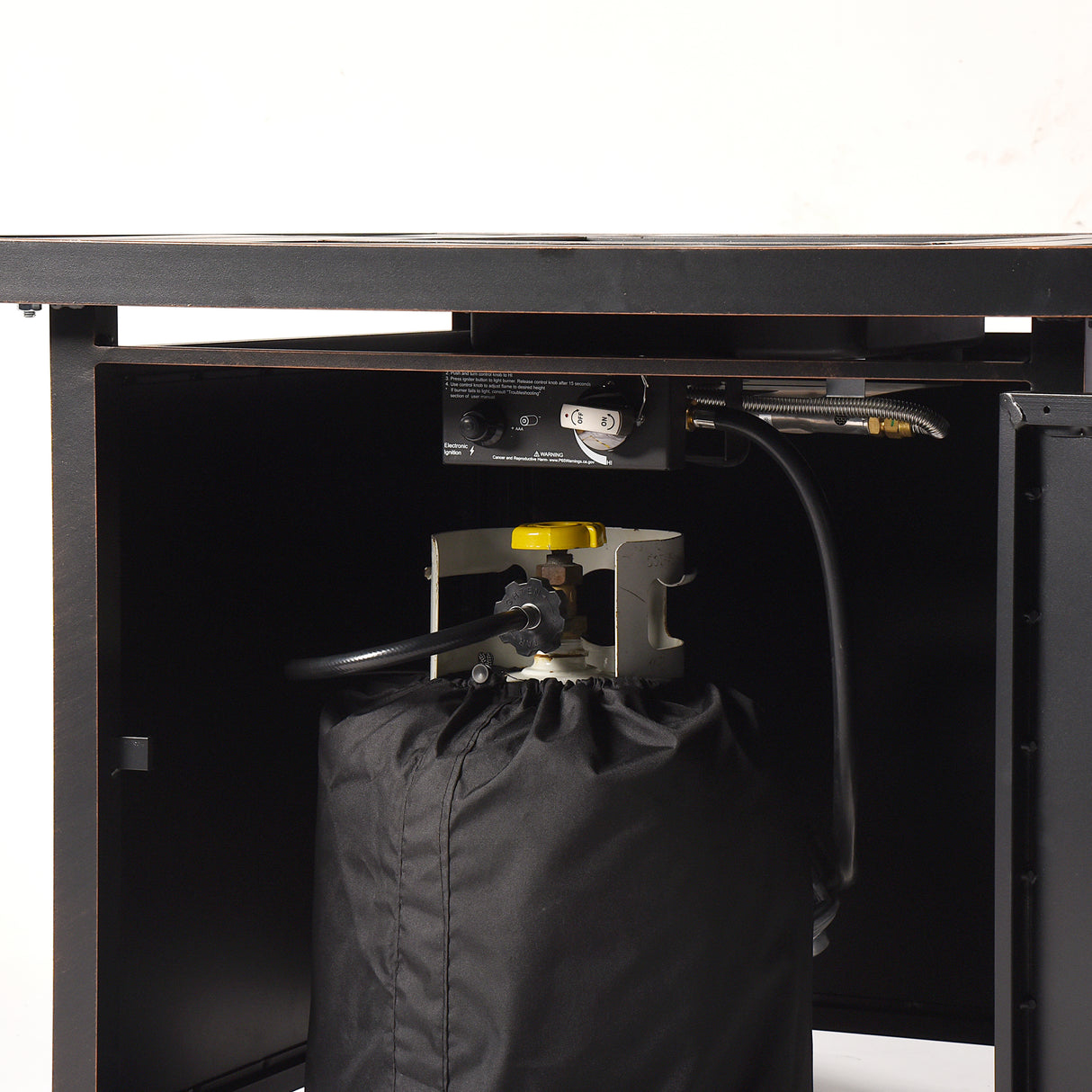 Aluminum 32-in Square Patio Fire Table Set with Swivel Rocking Chairs - Sharicks