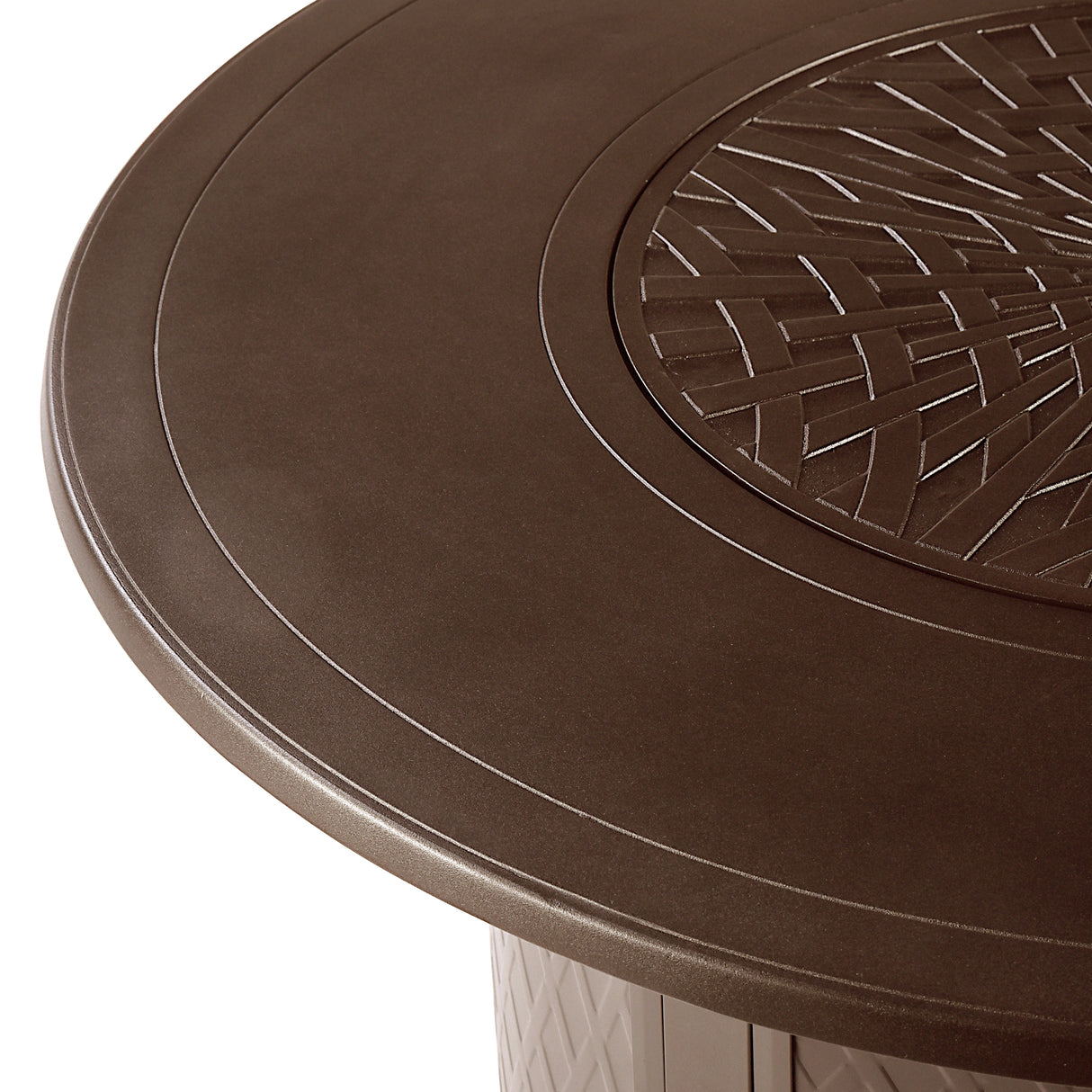 Aluminum 44-in Round Propane Fire Table with Beads, Covers and Lid Sharicks