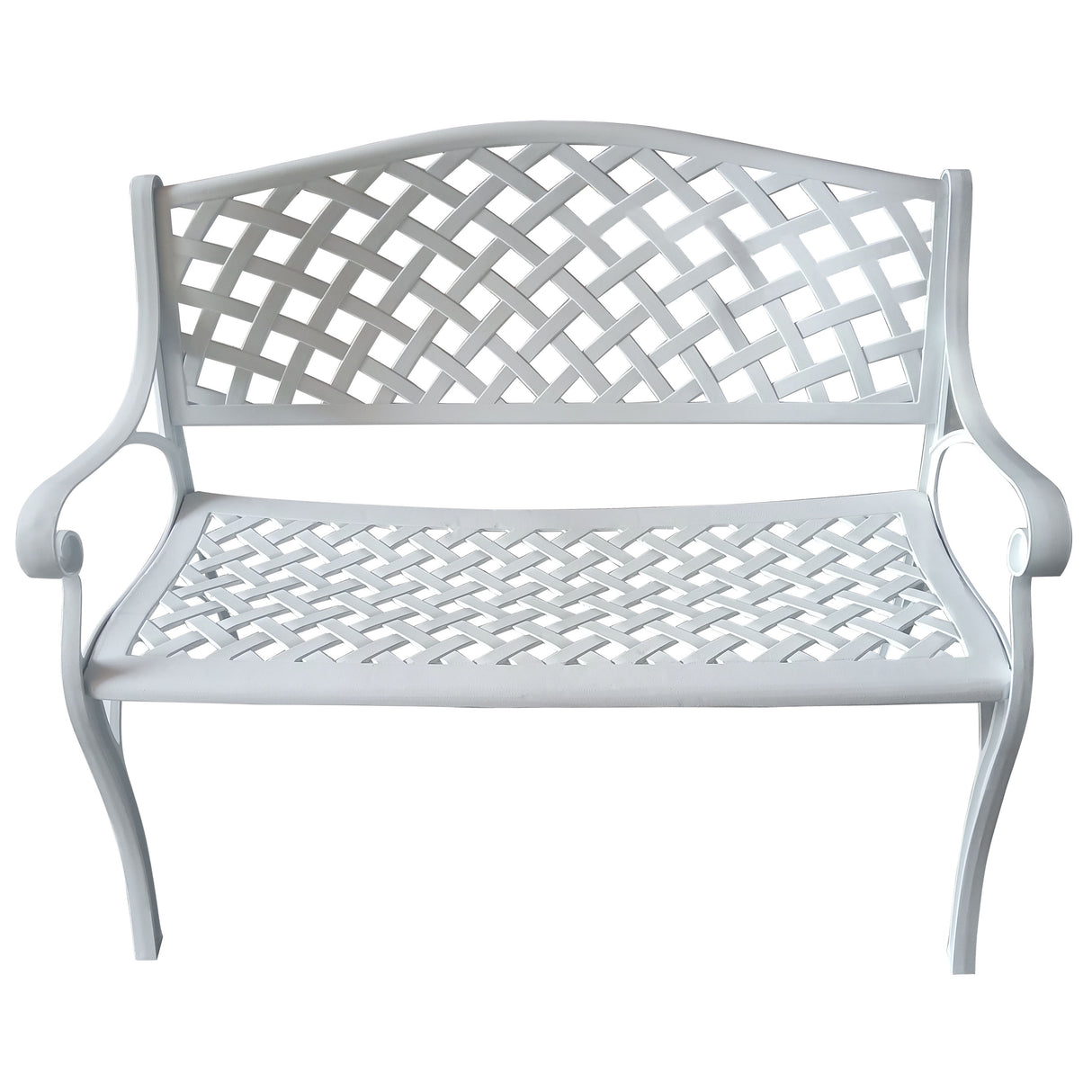 Outdoor Aluminum Modern 40-in White Patio Bench Loveseat Sharicks