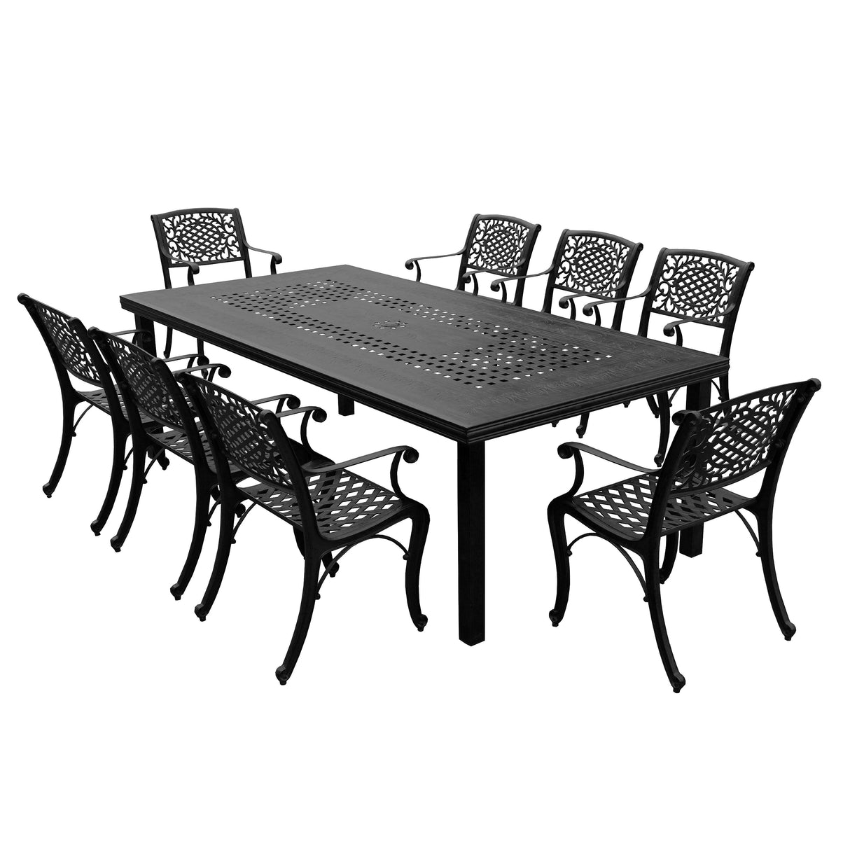 Outdoor Aluminum 9pc Rectangular Patio Dining Set with Eight Chairs - Sharicks