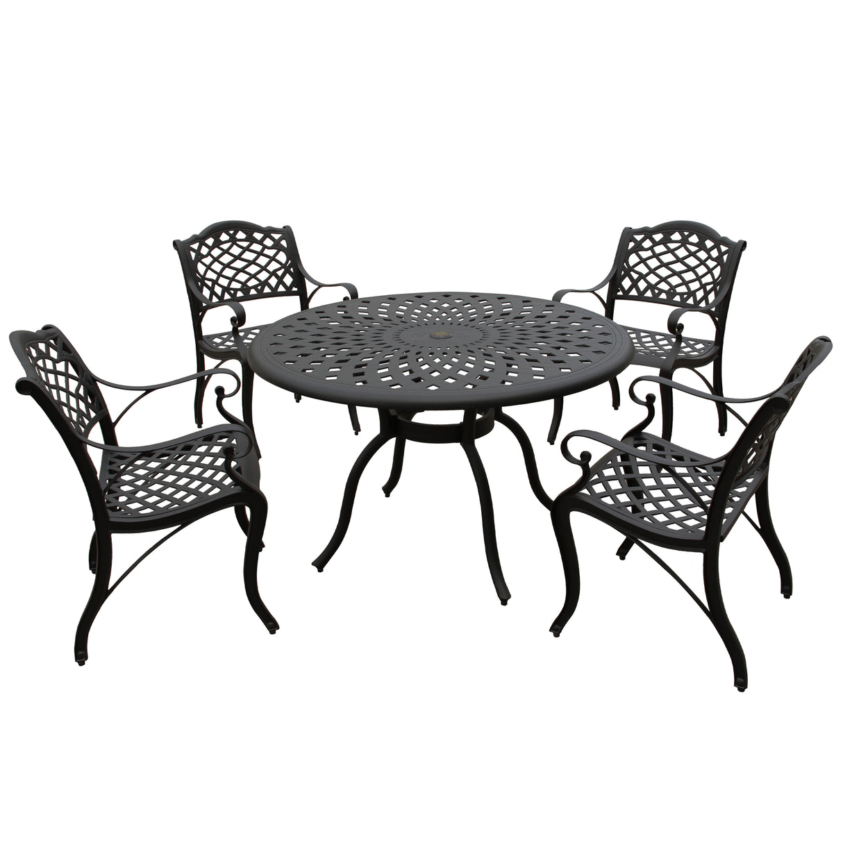 Outdoor Aluminum 5pc Round Black Patio Dining Set with Four Chairs - Sharicks