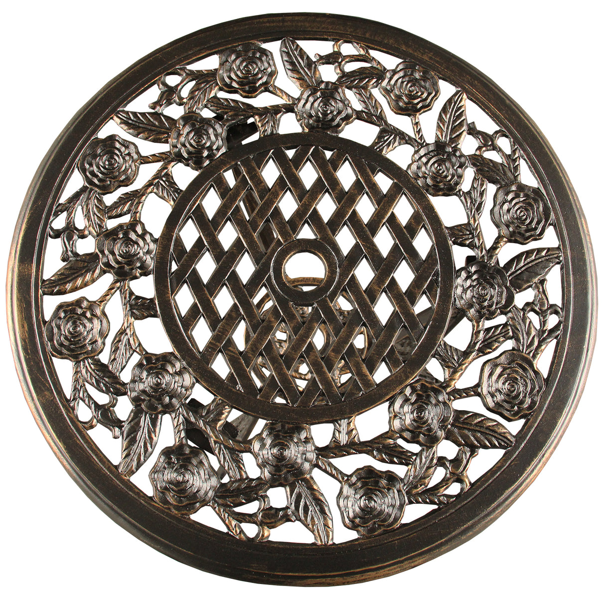 Bronze Rose Ornate Outdoor Patio Garden Aluminum 3 Piece Bistro Set Sharicks