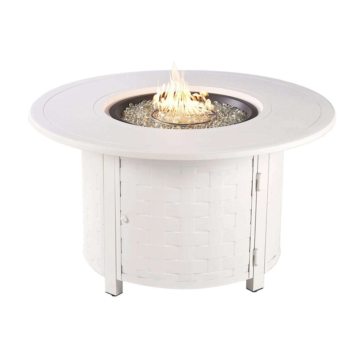 Aluminum 44-in Round Propane Fire Table with Beads, Covers and Lid Sharicks