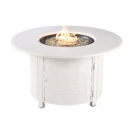 Aluminum 44-in Round Propane Fire Table with Beads, Covers and Lid