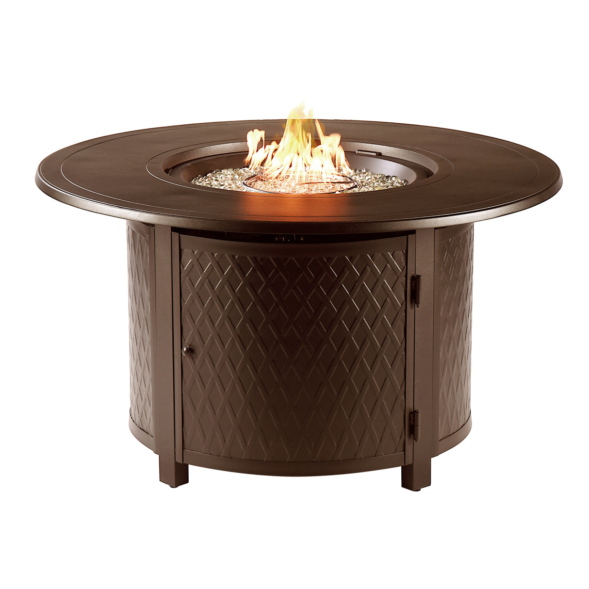 Aluminum 44-in Round Propane Fire Table with Beads, Covers and Lid Sharicks