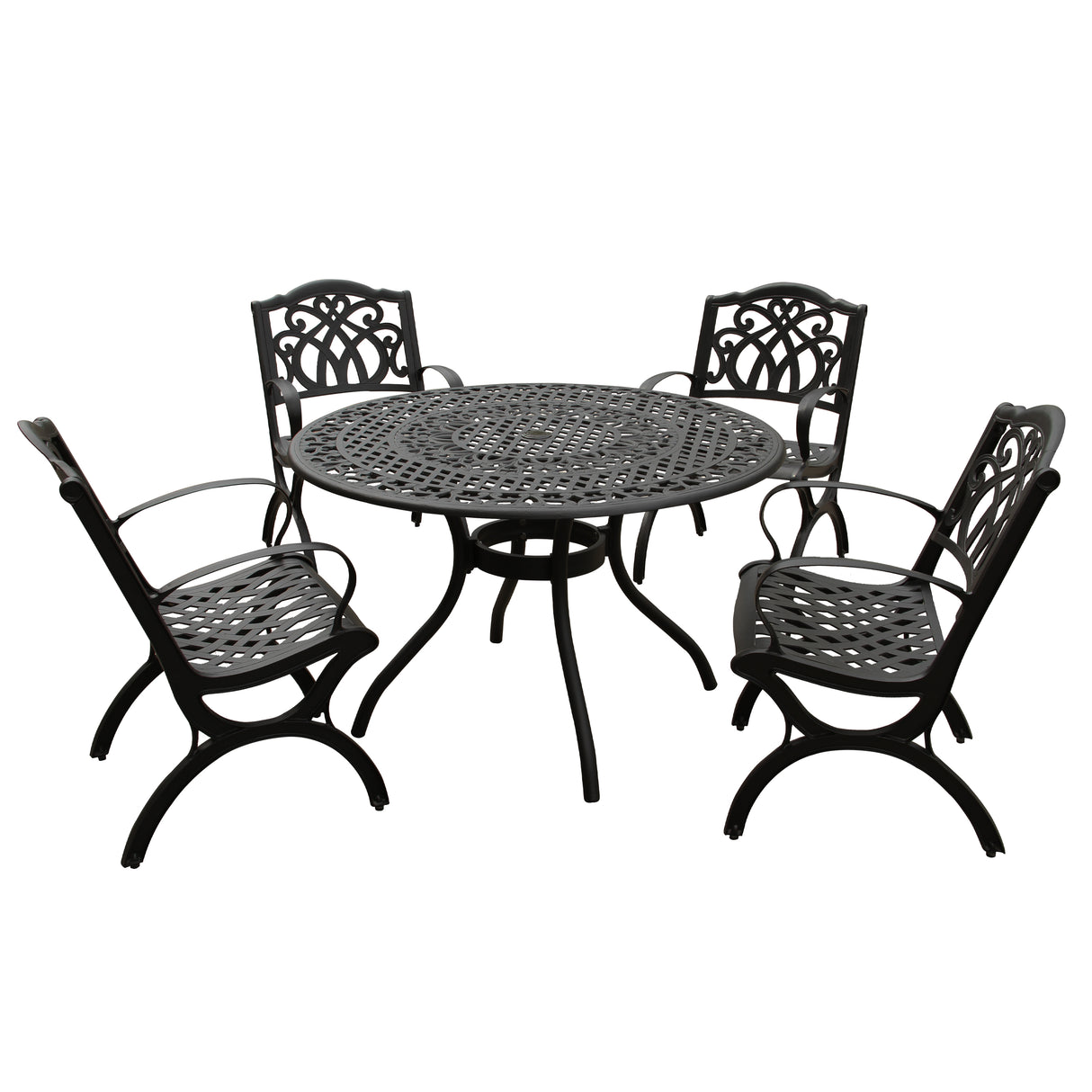 Outdoor Aluminum 5pc Round Patio Dining Set with Four Chairs - Sharicks