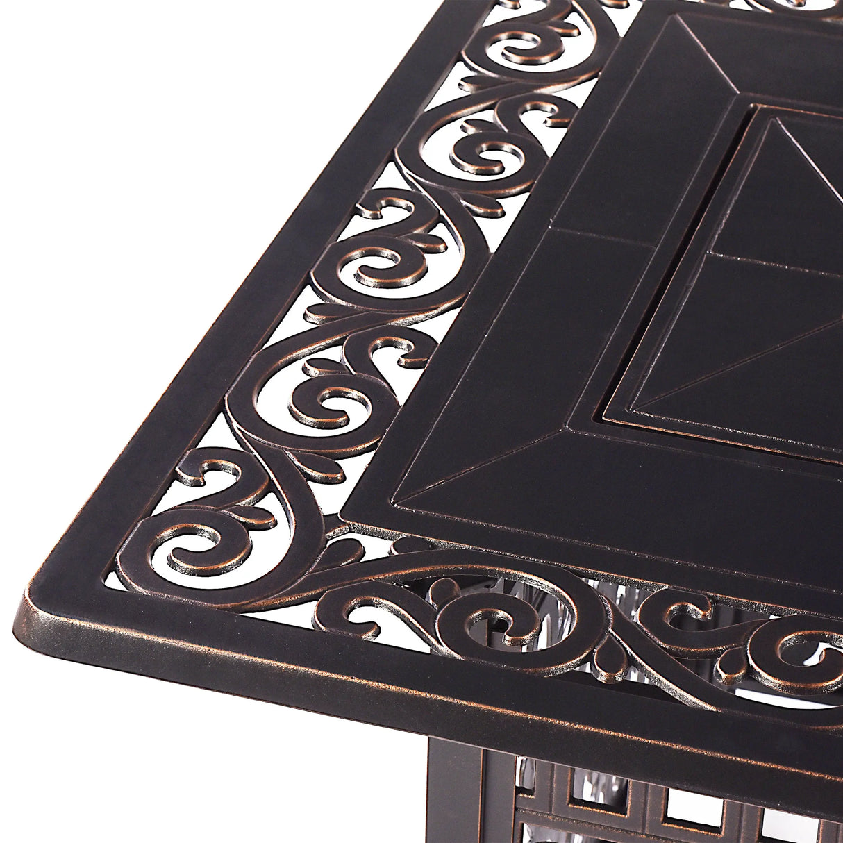 Aluminum 48-in Rectangular Propane Fire Table, Beads, Covers and Lid Sharicks