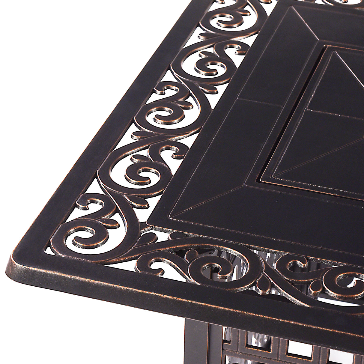 Aluminum 48-in Rectangular Patio Fire Table and Swivel Rocker Set - Sharicks