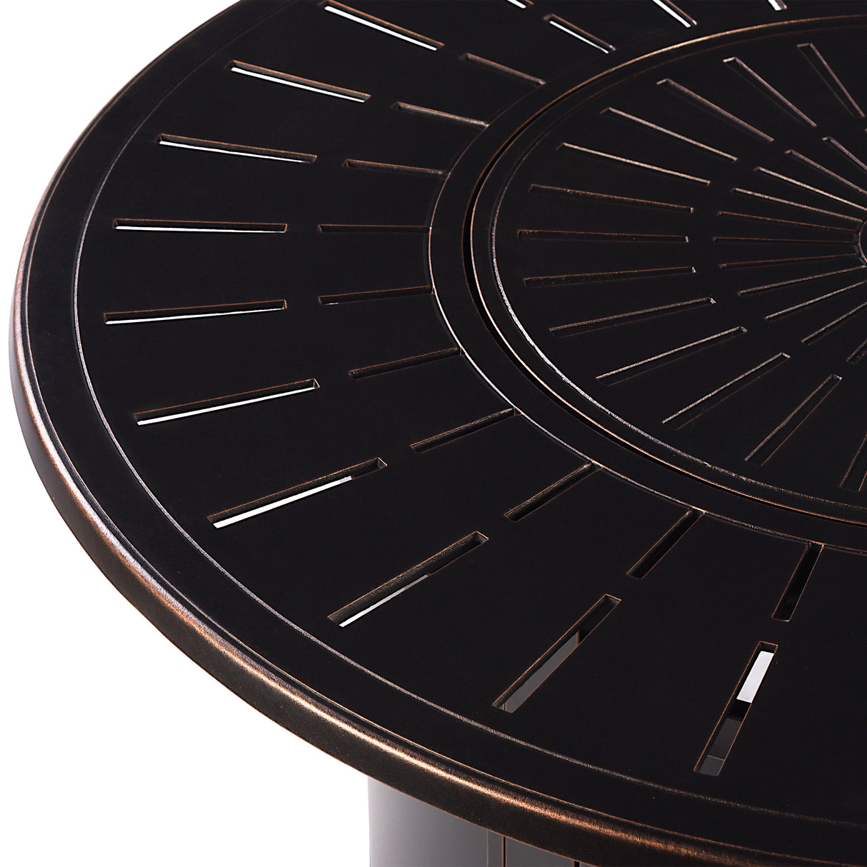 Aluminum 44-in Round Patio Fire Table Set with Swivel Rocking Chairs - Sharicks