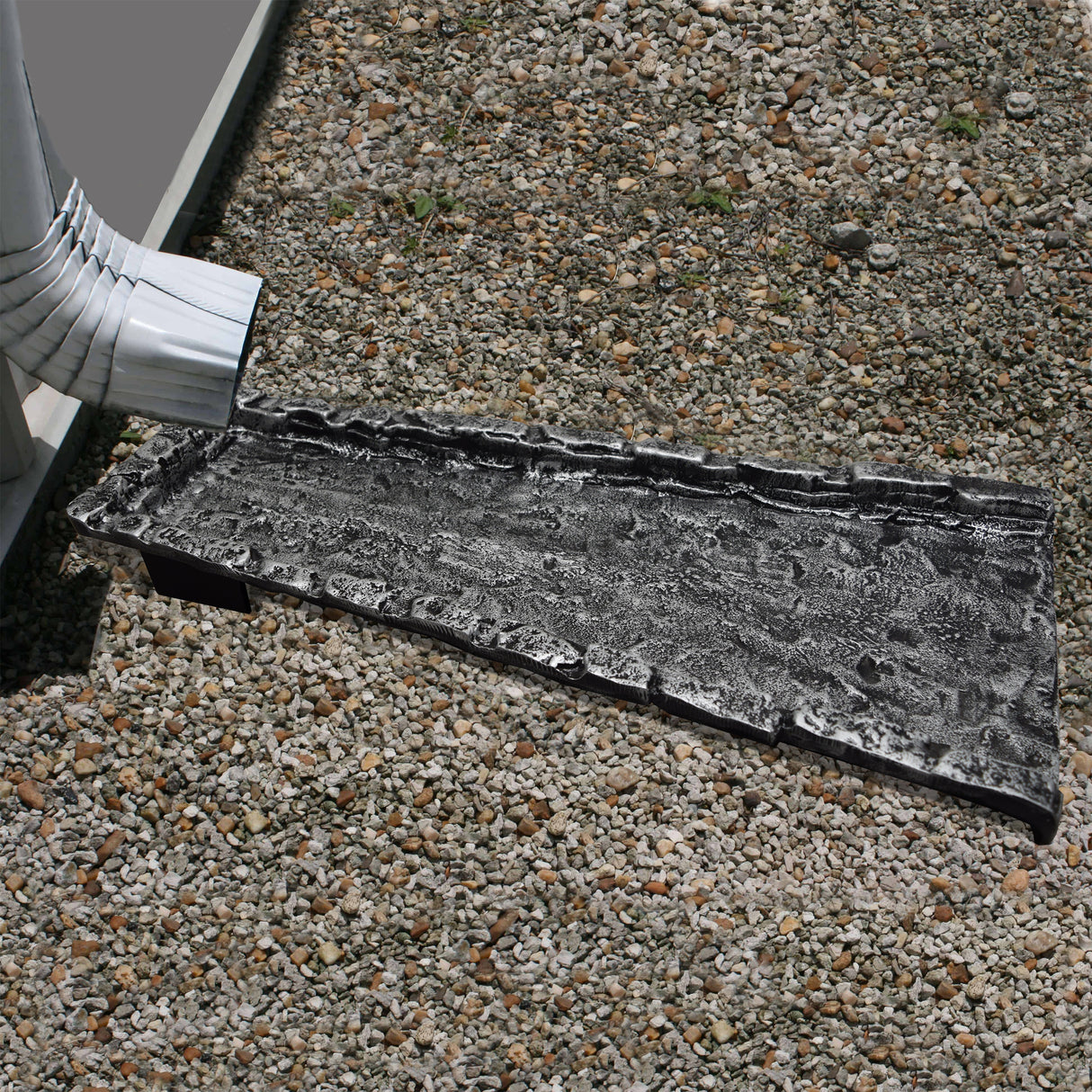 Silver Stone Rock 24-in Cast Aluminum Downspout Gutter Splash Block Sharicks