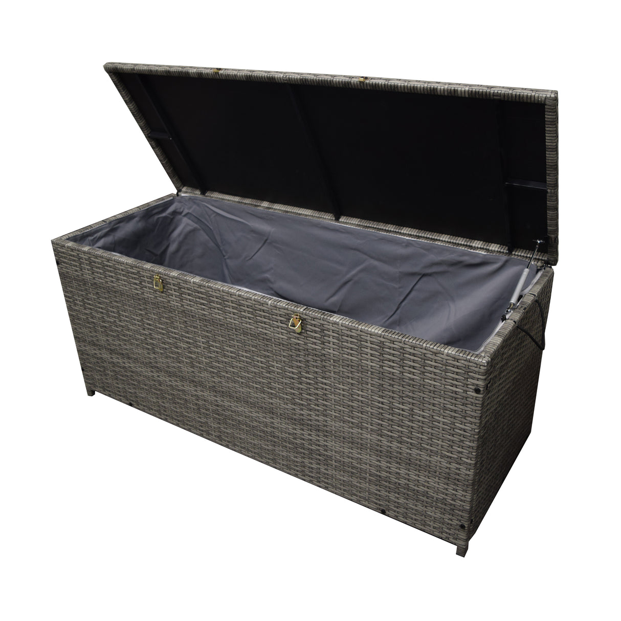 Grey Wicker Patio Deck Box with 113 Gallon Storage and Metal Frame Sharicks