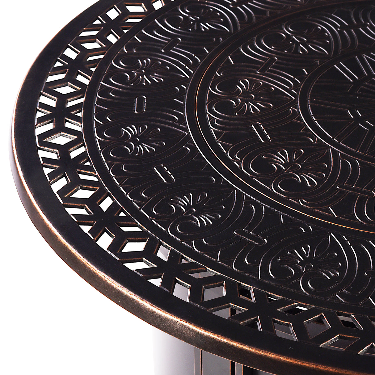 Aluminum 44-in Round Propane Fire Table with Beads, Covers and Lid Sharicks