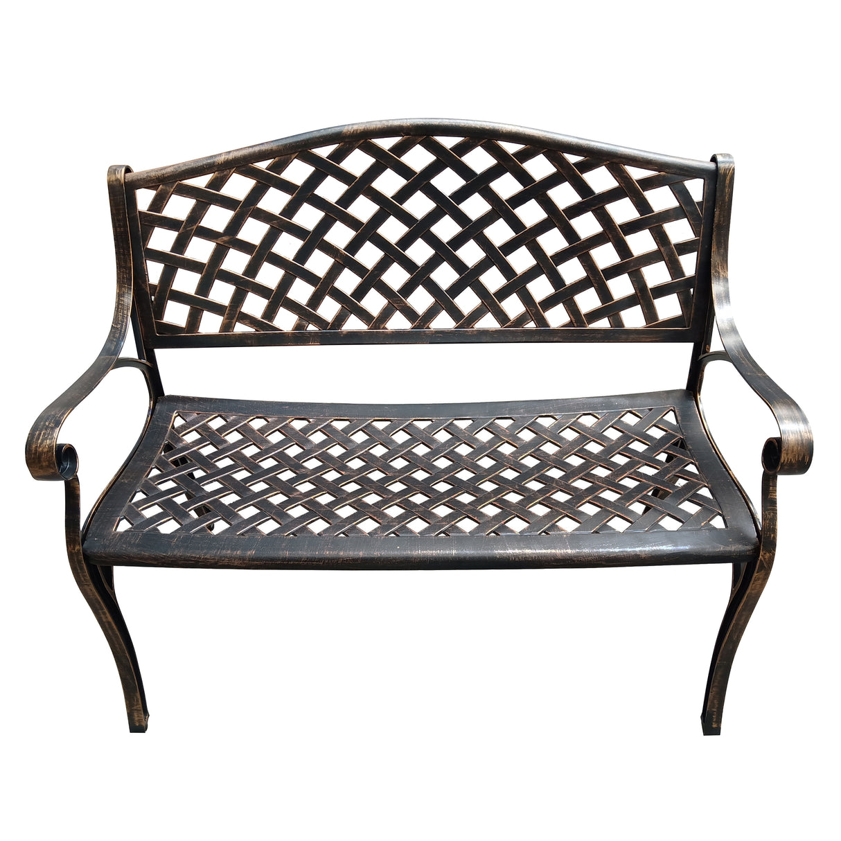 Outdoor Aluminum Modern 40-in Bronze Patio Bench Loveseat Sharicks