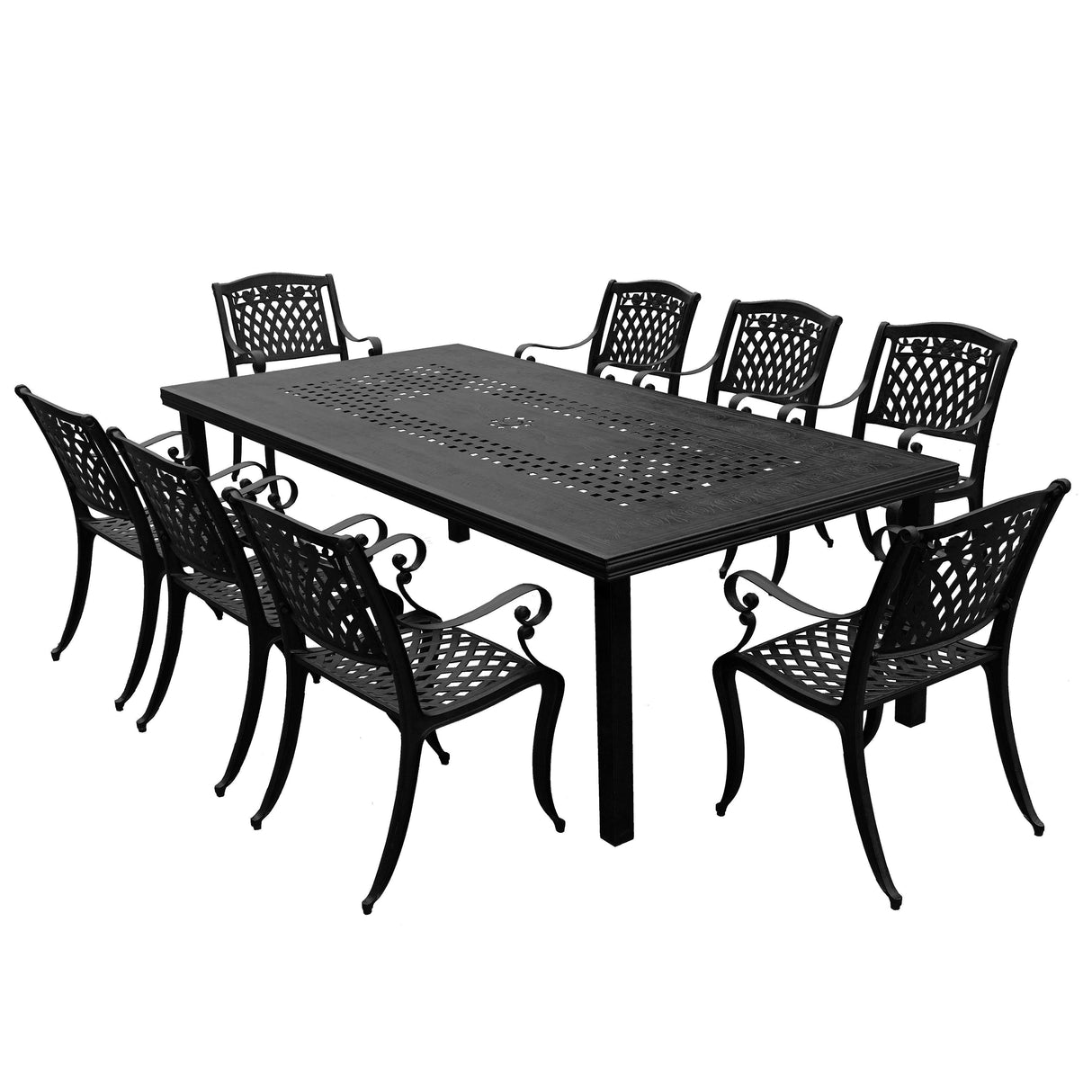 Outdoor Aluminum 9pc Rectangular Patio Dining Set with Eight Chairs - Sharicks