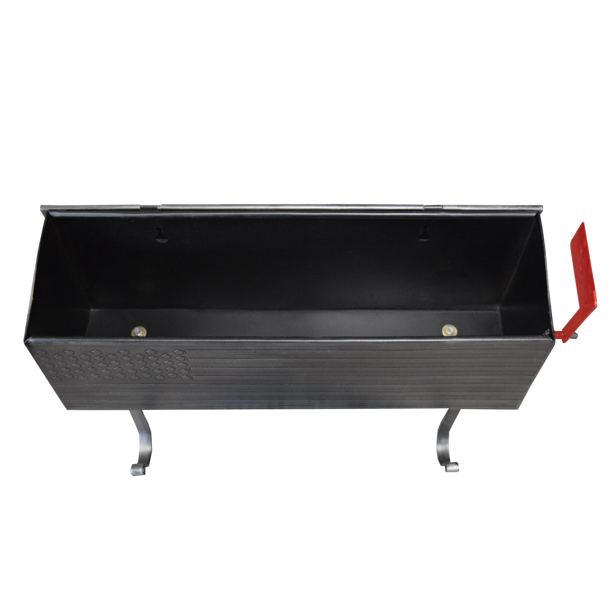 Antique Silver American Flag Metal Wall Mounted Mailbox with Hangers Sharicks