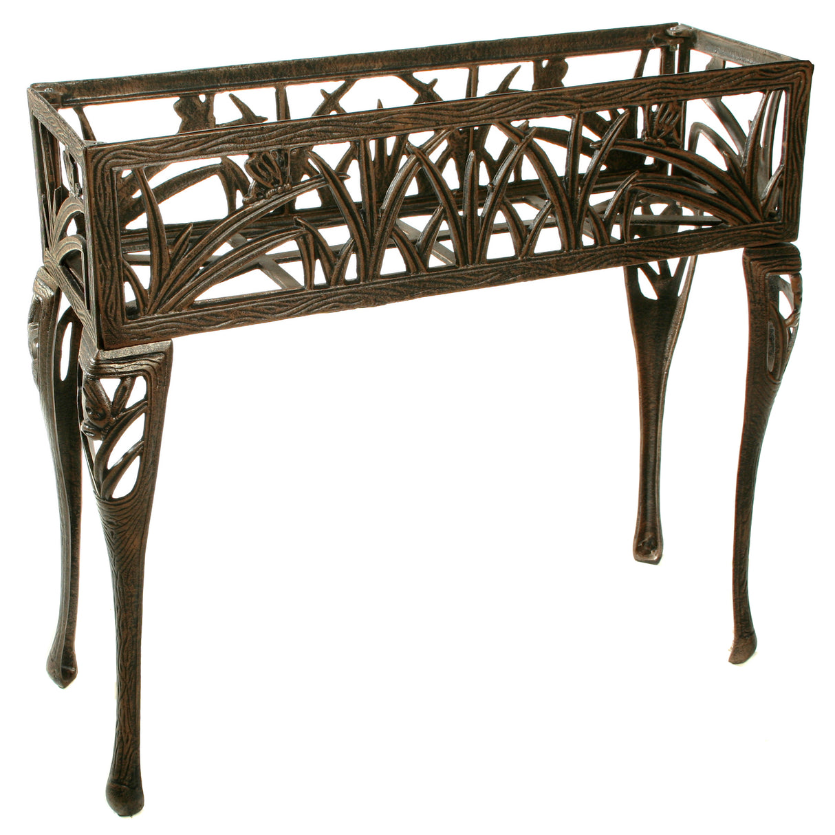 Cast Aluminum Antique Bronze Butterfly Rectangular Metal Plant Stand - Sharicks