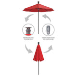 Luxury Sunbrella 9 Ft Diameter Smart Patio Umbrella - Red - Sharicks