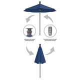 Luxury Sunbrella 9 Ft Diameter Smart Patio Umbrella - Dark Blue - Sharicks