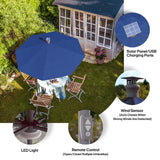 Luxury Sunbrella 9 Ft Diameter Smart Patio Umbrella - Dark Blue - Sharicks