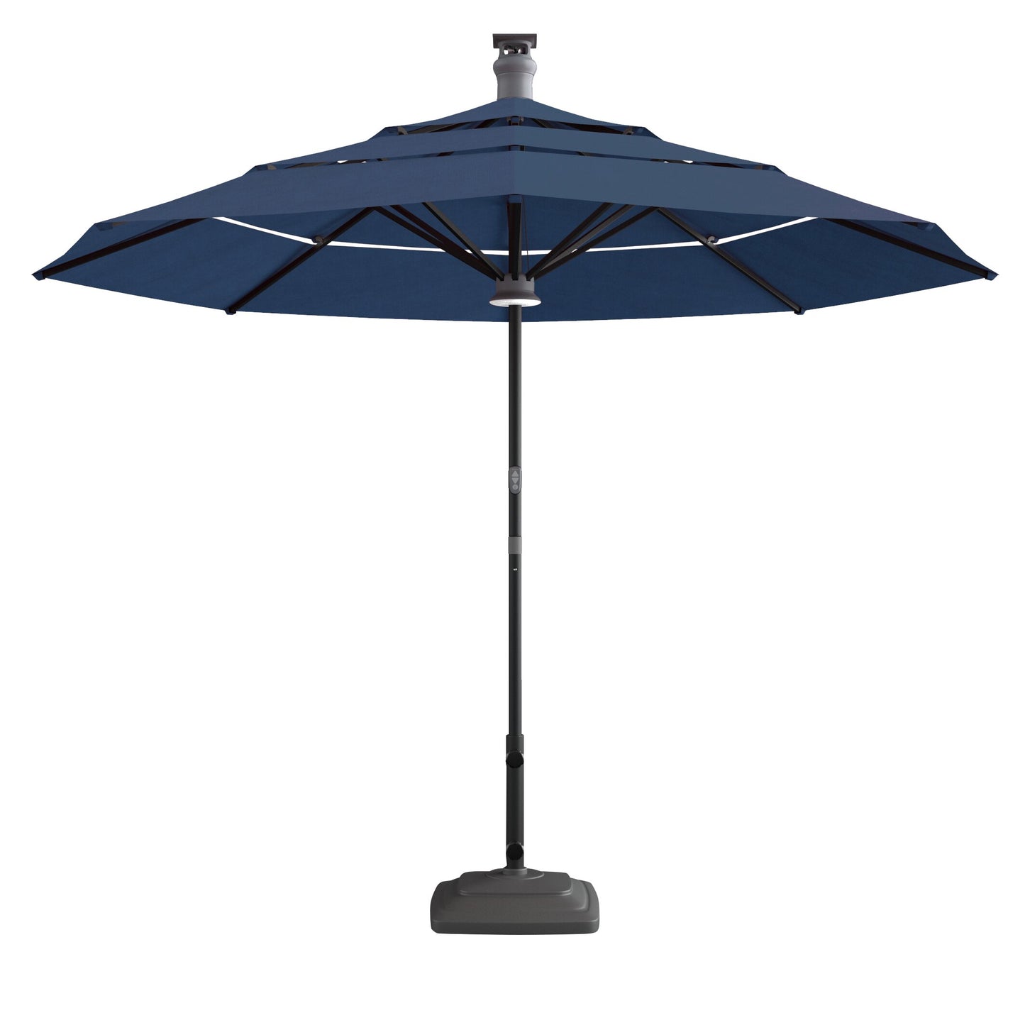 Luxury Sunbrella 11 Ft Diameter Smart Patio Umbrella - Dark Blue