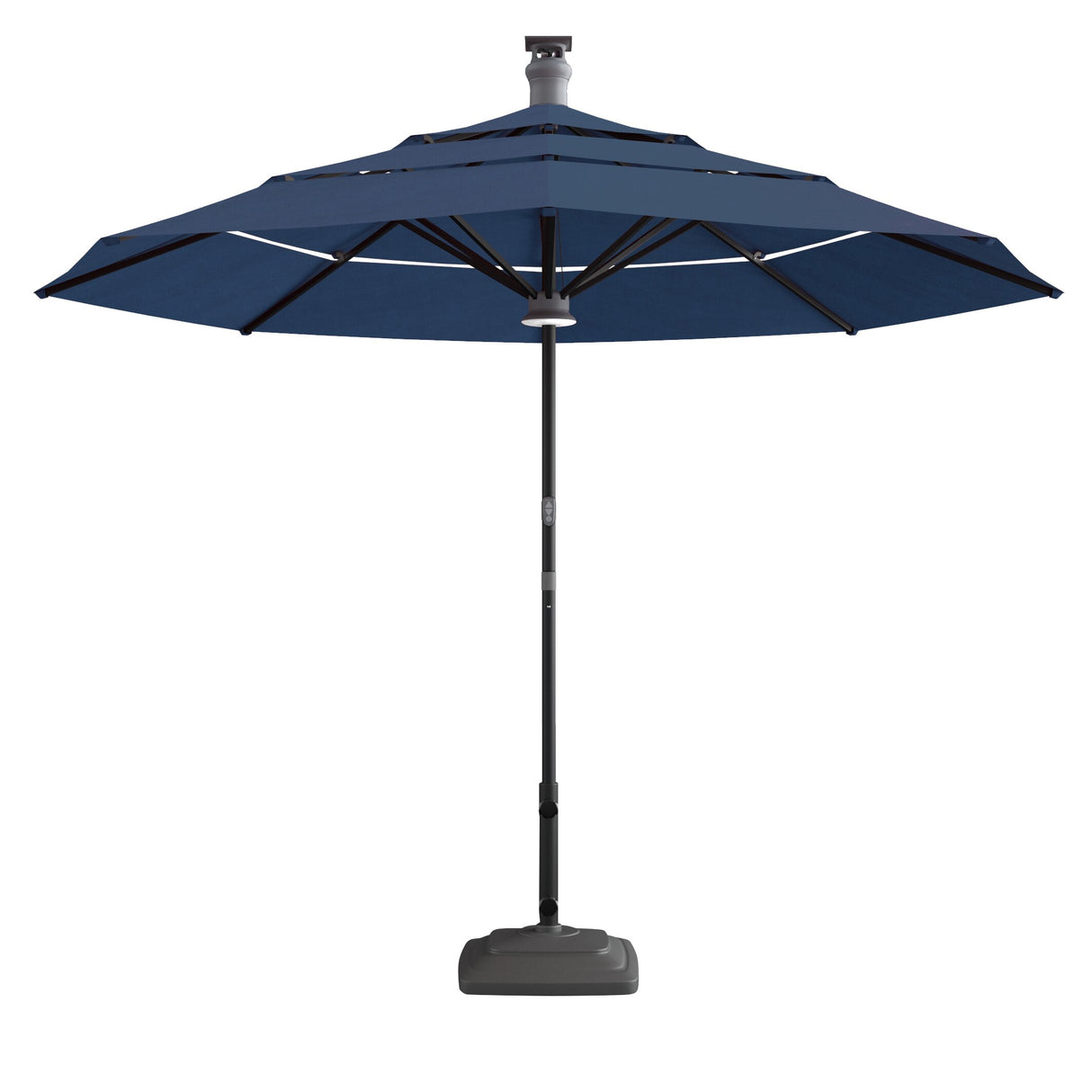 Luxury Sunbrella 11 Ft Diameter Smart Patio Umbrella - Dark Blue - Sharicks