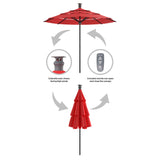 Luxury Sunbrella 11 Ft Diameter Smart Patio Umbrella - Red - Sharicks