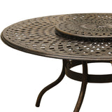 Outdoor Modern Aluminum 59-in Round Patio Dining Table with Lazy Susan