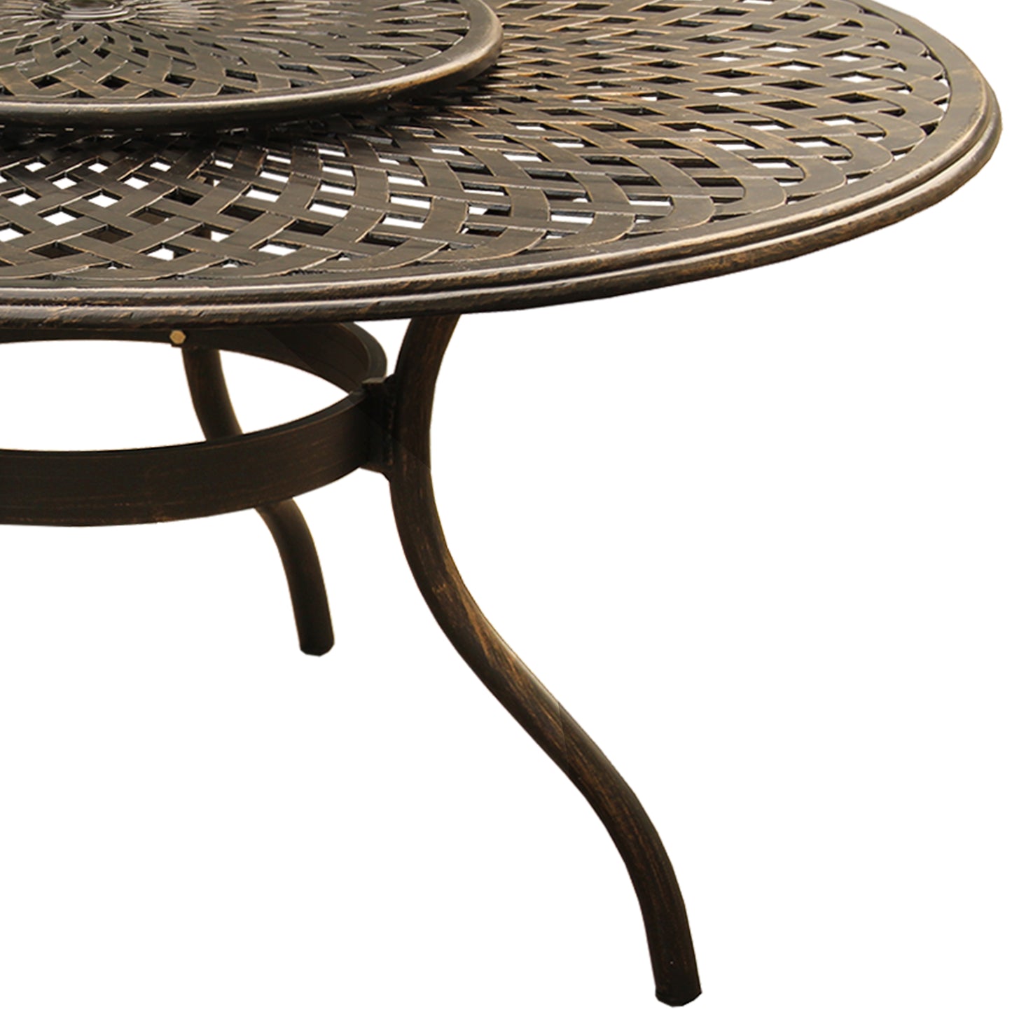 Outdoor Modern Aluminum 59-in Round Patio Dining Table with Lazy Susan