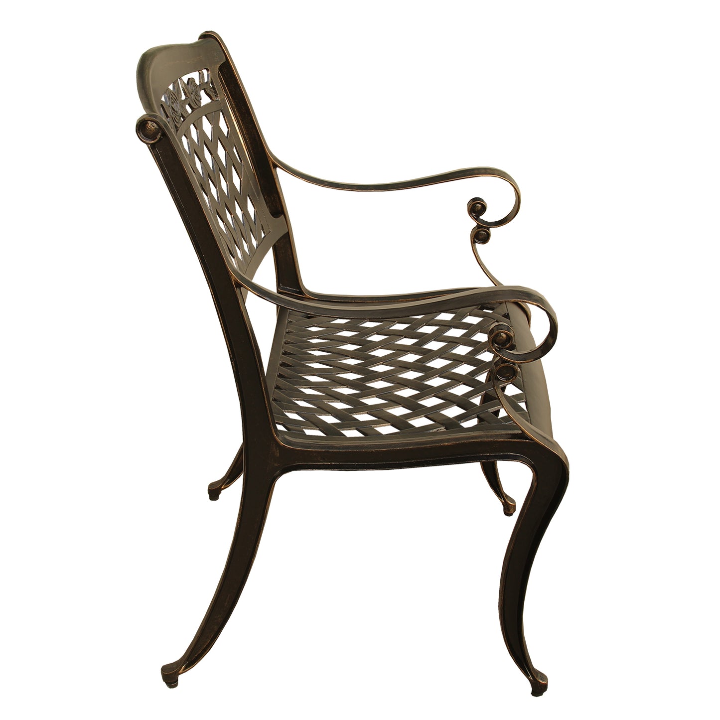 Ornate Traditional Outdoor Cast Aluminum Rose Patio Dining Chair