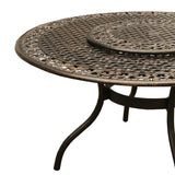 Outdoor Ornate Aluminum 59-in Round Patio Dining Table with Lazy Susan