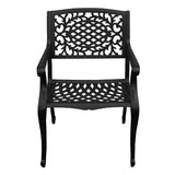 Ornate Traditional Outdoor Mesh Lattice Aluminum Patio Dining Chair