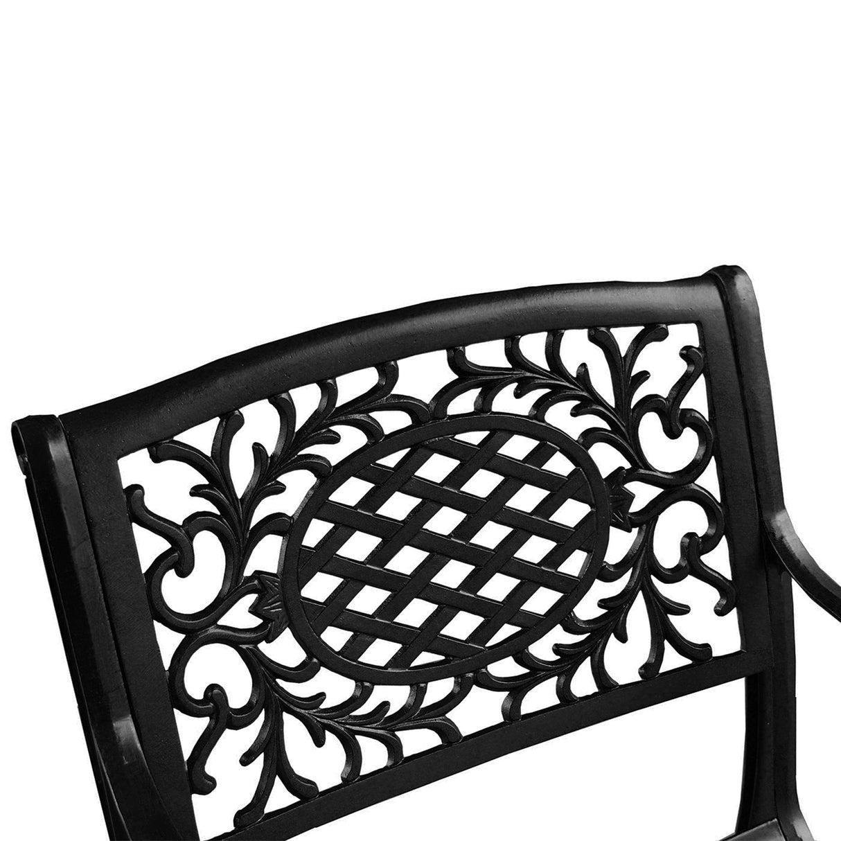 Ornate Traditional Outdoor Mesh Lattice Aluminum Patio Dining Chair