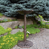 Round Cast Aluminum Metal 35-in Frog Bird Bath with Leaf Bowl