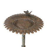 Round Cast Aluminum Metal 32-in Bird Bath with Sunflower Butterfly