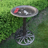 Modern Round Cast Aluminum Metal 28-in Bronze Bird Bath