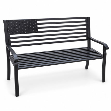 Steel Patio 50-in American Pride Bench in Coffee Finish