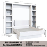 Easy-Lift Full Murphy Wall Bed in White with Two Bookshelves - Sharicks