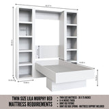 White Twin Murphy Bed with Bookshelves - Sharicks