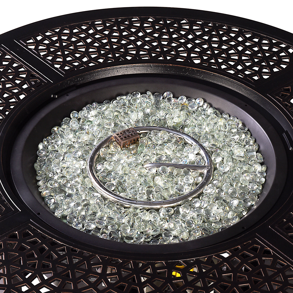 Aluminum 44-in Round Propane Fire Table with Beads, Covers and Lid