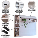 Easy-Lift King Murphy Wall Bed in Brown with Bookshelf