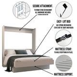 Easy-Lift King Murphy Wall Bed in White with Shelf