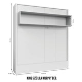Easy-Lift King Murphy Wall Bed in White with Shelf