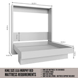 Easy-Lift King Murphy Wall Bed in White with Shelf