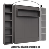 Easy-Lift Full Murphy Wall Bed in Dark Grey with Bookshelf - Sharicks