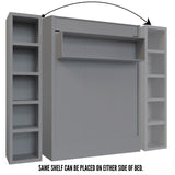 Easy-Lift Full Murphy Wall Bed in Grey with Bookshelf - Sharicks