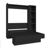 Easy-Lift Queen Murphy Wall Bed in Black with Bookshelf - Sharicks